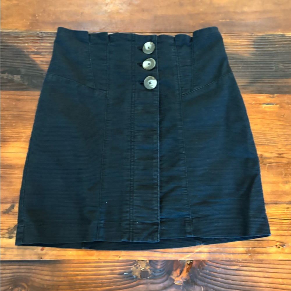 Free People Black High rise Jean Skirt